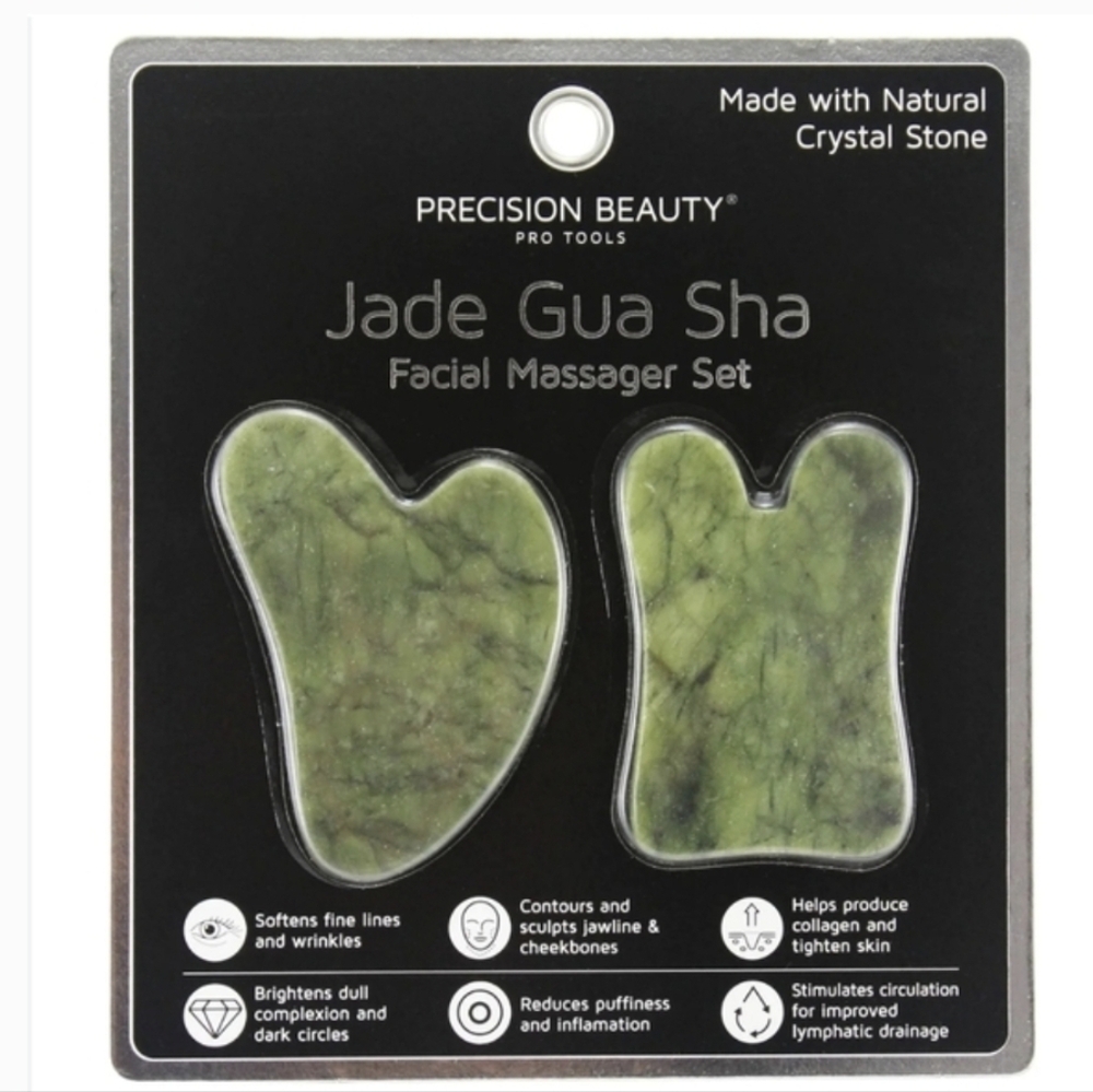 ❤️2/$12 NWT Precision Beauty 2pc Gua Sha Facial Crystal Stone Massage Set